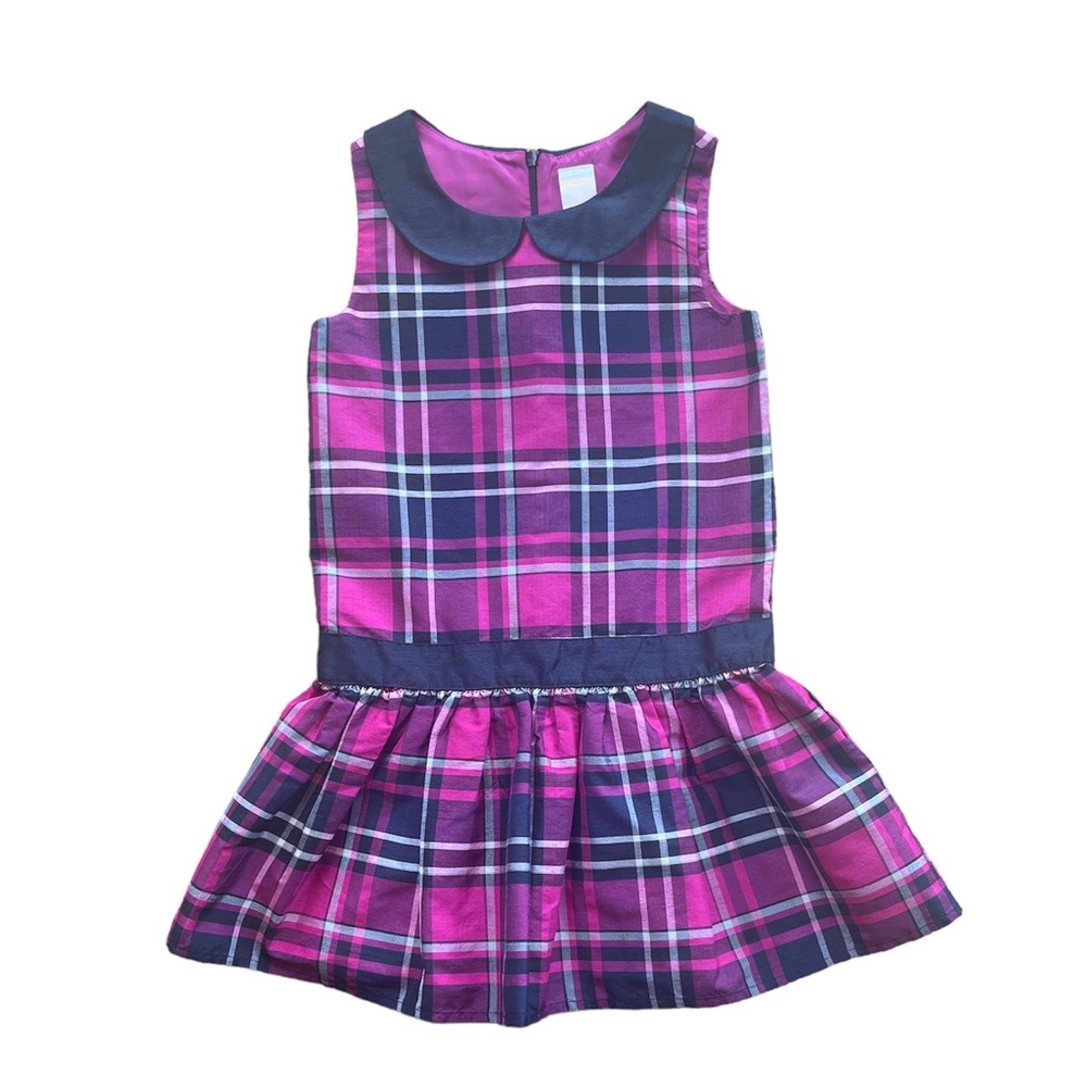 Gymboree plaid dress. Size 7. Pink black white